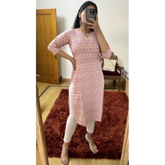 Pink Pineapple  Straight Kurti