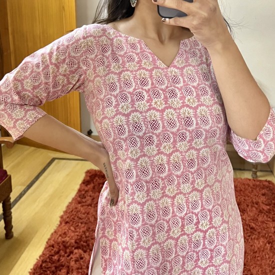 Pink Pineapple  Straight Kurti