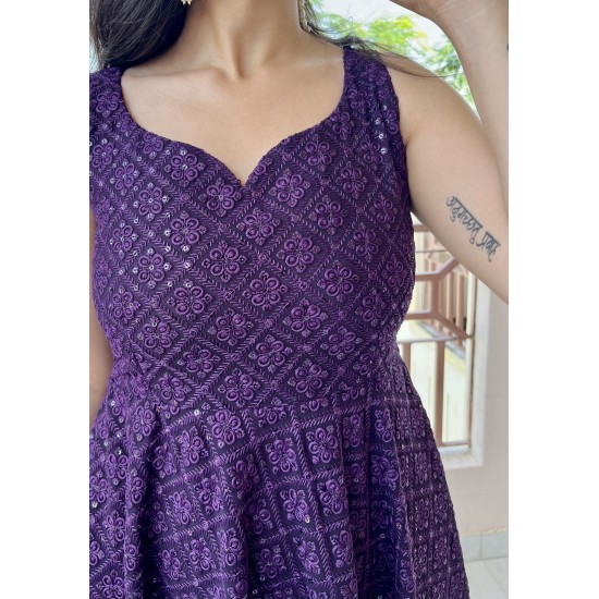 Dark Purple Umbrella Gher Kurti