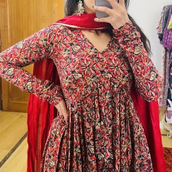 Red Printed Manmohini Kurti