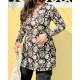 Black Creme Printed Short Kurti