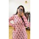 Baby Pink leaf Straight Long Kurti