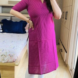 Dark Purple Kantha Straight Long Kurti