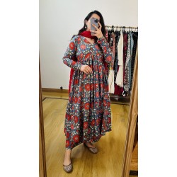 Blue Red Floral Manmohini Kurti