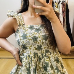Green Floral Flare Top  Green Floral Flare Top