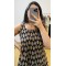 Black Leaf   Printed  Straight Long Kurti