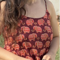 Burgundy Hathi Printed Straight Long Kurti Burgundy Hathi Printed Straight Long Kurti