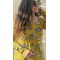 Blue Yellow Printed Straight Long Kurti