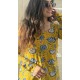 Blue Yellow Printed Straight Long Kurti