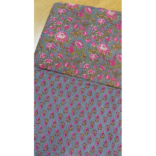 Anaya Grey Pink Kantha Suit set