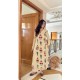 Off White Cotton Floral A-Line Kurta