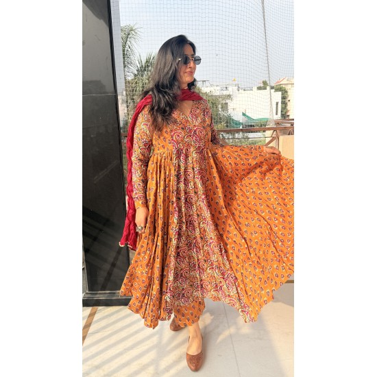 Anaya Orange Red Suit Set