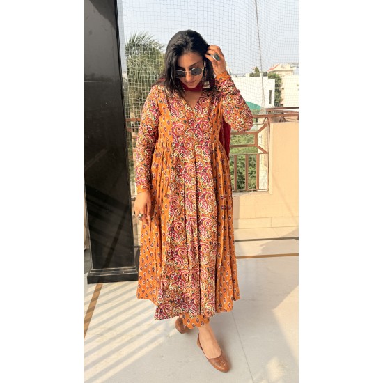 Anaya Orange Red Suit Set