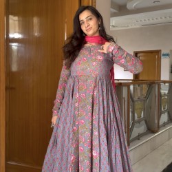 Anaya Grey Pink Kantha Suit set