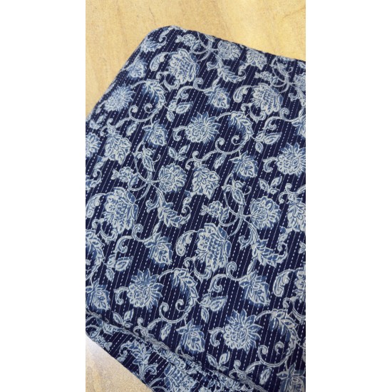 Blue Floral Straight Long Kurti