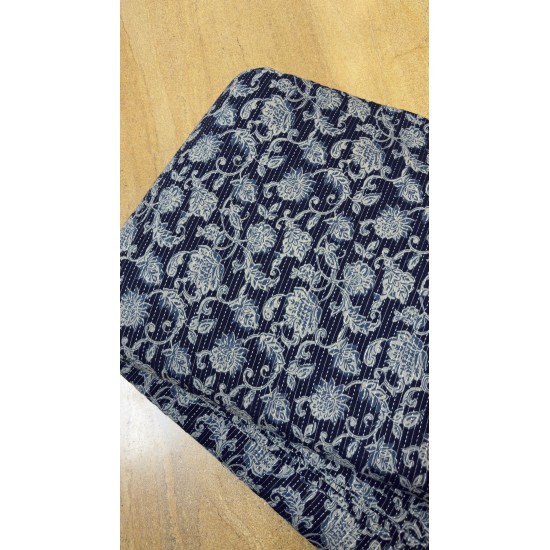 Blue Floral Straight Long Kurti