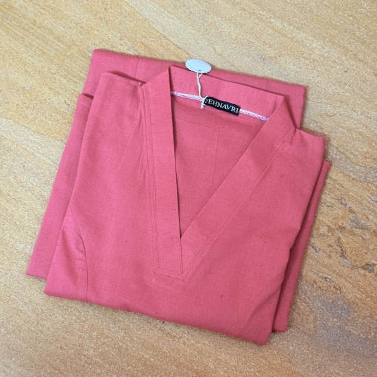 Coral Pink Straight Long Kurti