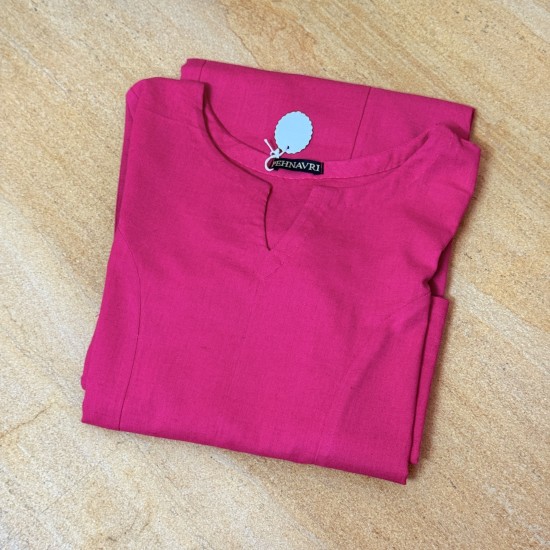 Bright Pink Straight Long Kurti