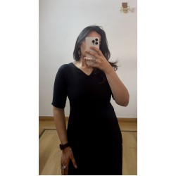 Black Plain Straight Long Kurti