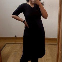 Black Plain Kurta and Bottom Set