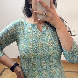 Baby Blue Straight Long Kurti