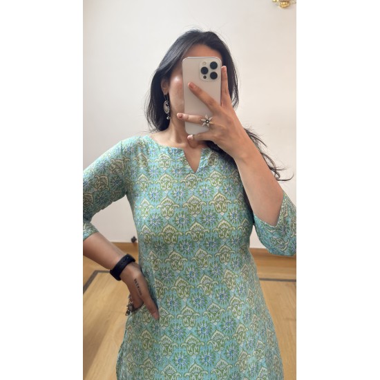 Baby Blue Straight Long Kurti