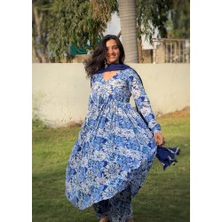 Blue White Manmohini Kurti