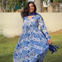 Blue White Manmohini Kurti
