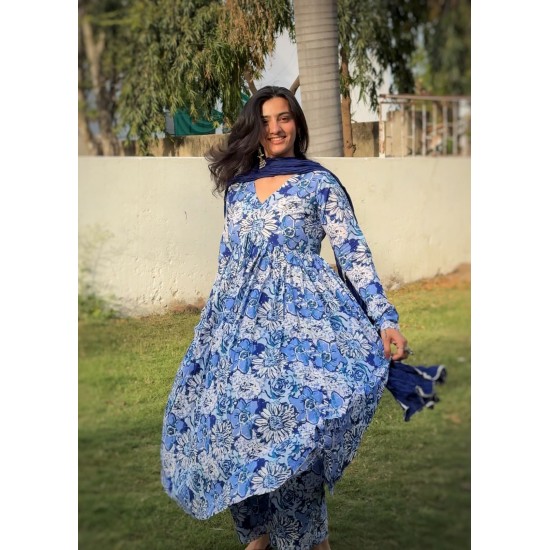 Blue White Manmohini Kurti