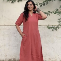 Coral Pink A-Line Kurti
