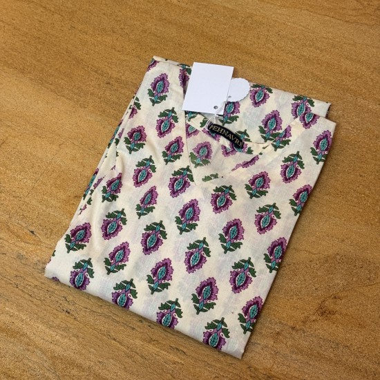 Purple Motif Straight Long Kurti