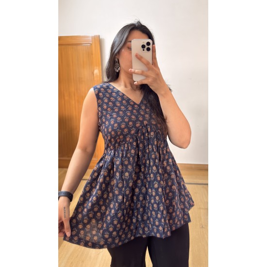 Navy Blue Tulip Top
