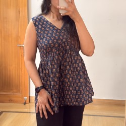 Navy Blue Tulip Top