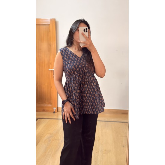 Navy Blue Tulip Top