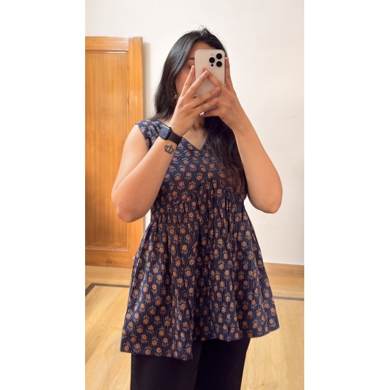 Navy Blue Tulip Top