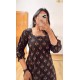 Black Printed Straight Long Kurti