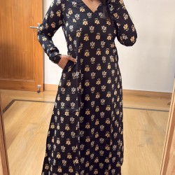 Black Floral A-Line Kurti