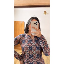 Navy Blue Straight Long Kurti