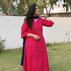 Bright Pink A-Line Kurti