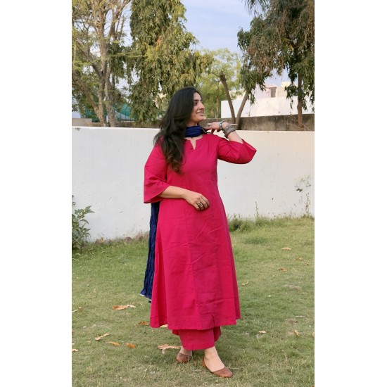 Bright Pink A-Line Kurti