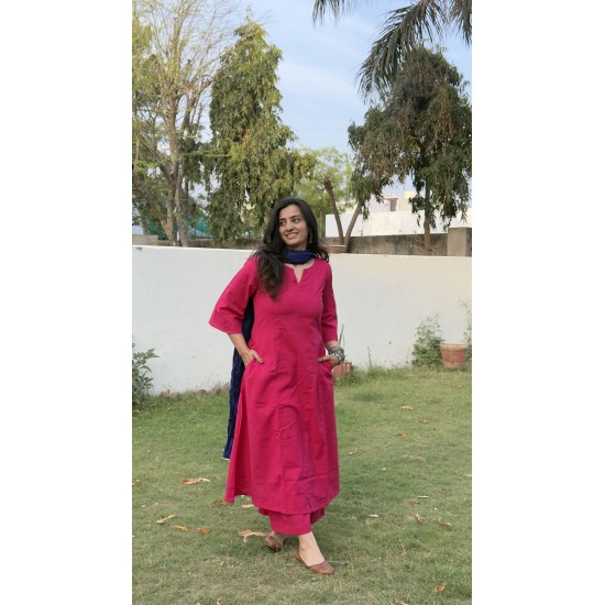 Bright Pink A-Line Kurti