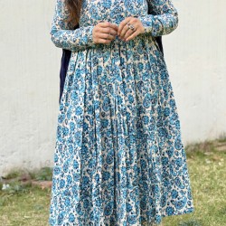 Blue Floral Noor Gher Kurti