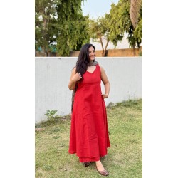 Red A-Line Kurti