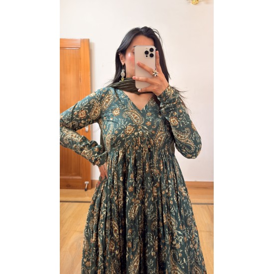 Green Kalamkari Manmohini Kurti