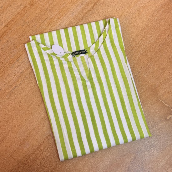 Lime Green Lining Straight Long Kurti