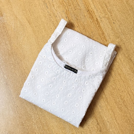 Hakoba White Straight Long Kurti