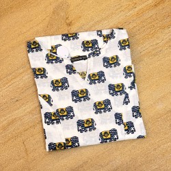 White Yellow Hathi Straight Long Kurti