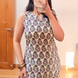 Purple Motif Short Kurti
