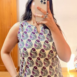 Purple Motif Short Kurti