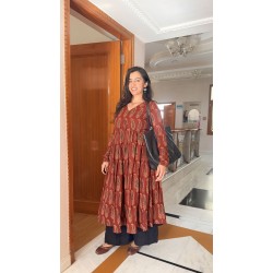 Brown Ajrak Manmohini Kurti